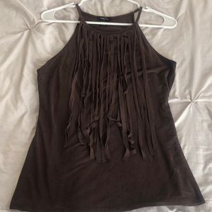 Brown blouse with fringe!